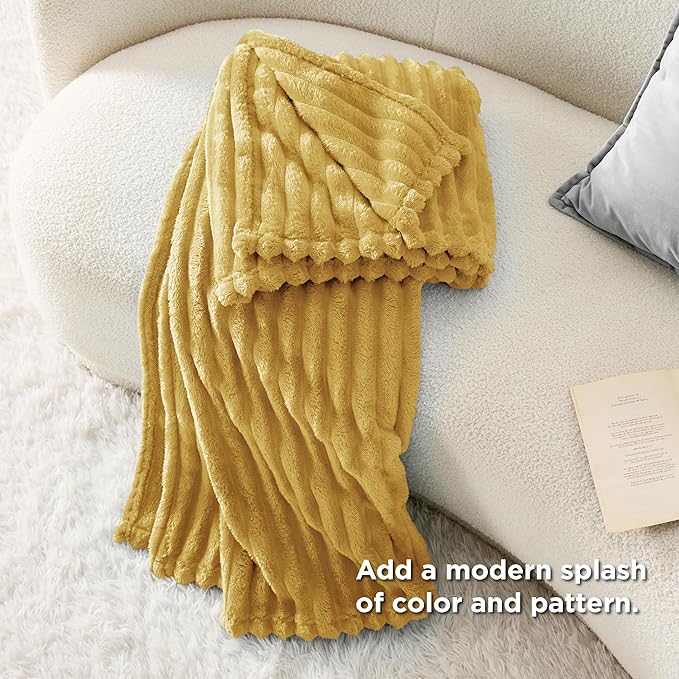 Bedsure GentleSoft Yellow Throw Blanket for Couch - Cozy Soft Fleece Blankets for Women, Cute Small Throws for Girls, Honey, 50x60 Inches