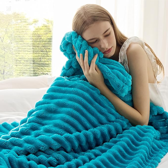 Bedsure GentleSoft Teal Fleece Blanket for Couch - Cozy Soft Blankets for Women, Cute Small Throws for Girls, 50x70 Inches