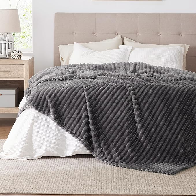 Bedsure GentleSoft Gray Fleece King Blanket for Couch - Cozy Soft Blankets for Women, Cute Small Throws for Girls, 108x90 Inches