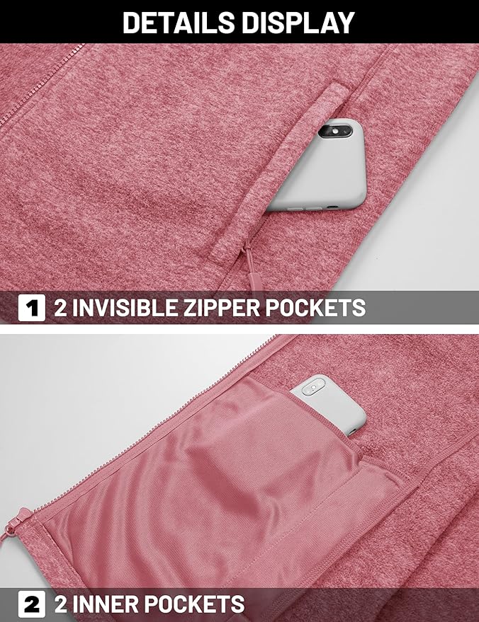 TACVASEN Men's Fleece Jackets Full Zip Lightweight Jacket Casual Soft Warm Coats with Pockets