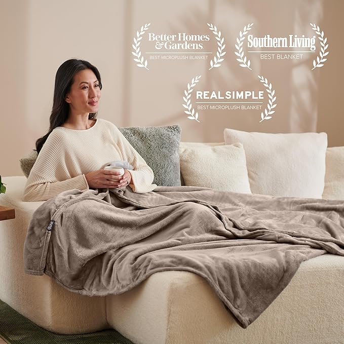 Bare Home Fleece Blanket - King Size - Ultra-Soft Lightweight for Bed, Sofa, and Couch - Luxury Microplush - Cozy Warm Blanket (King, Taupe)