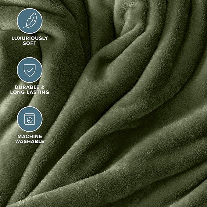 Bare Home Fleece Blanket - Full/Queen - Ultra-Soft Lightweight for Bed, Sofa, and Couch - Luxury Microplush - Cozy Warm Blanket (Full/Queen, Cypress)