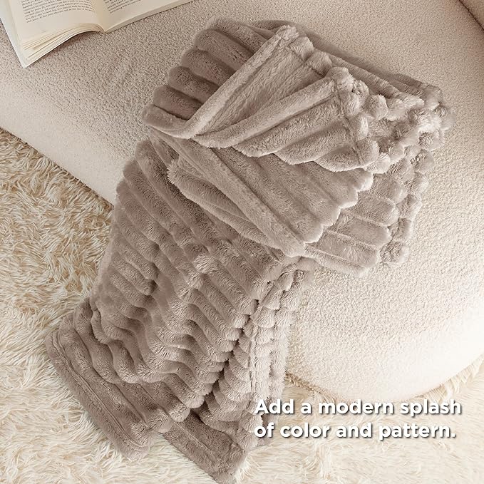 Bedsure GentleSoft Mocha Meringue Fleece Blanket for Couch - Cozy Soft Blankets for Women, Cute Small Throws for Girls, 50x70 Inches