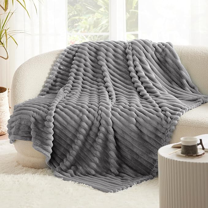 Bedsure GentleSoft Frost Gray Twin Blanket for Bed - Cozy Soft Blankets for Women, Cute Large Throws for Girls, 66x90 Inches
