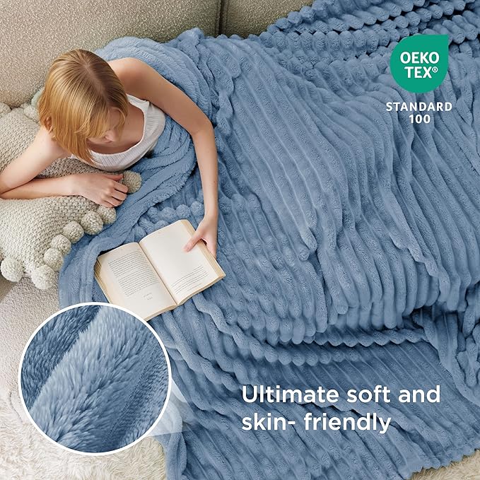 Bedsure GentleSoft Blue California King Size Blanket for Couch - Cozy Soft Blankets for Women, Cute Small Fleece Throws for Girls, Birthday Gifts for Women, Ashley Blue, 102x96 Inches