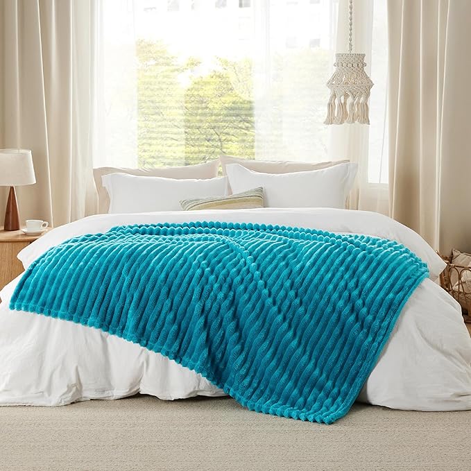 Bedsure GentleSoft Teal Fleece Blanket for Couch - Cozy Soft Blankets for Women, Cute Small Throws for Girls, 50x70 Inches