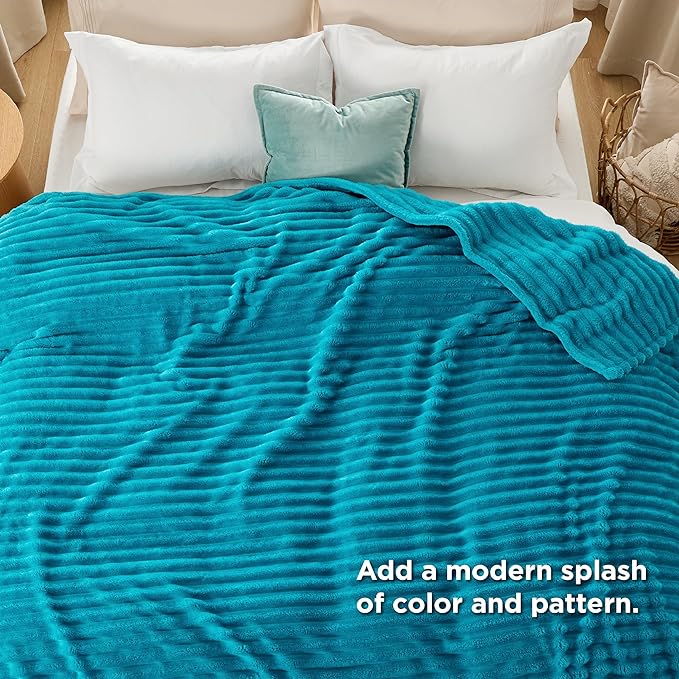 Bedsure GentleSoft Teal Fleece Blanket for Couch - Cozy Soft Blankets for Women, Cute Small Throws for Girls, 90x90 Inches