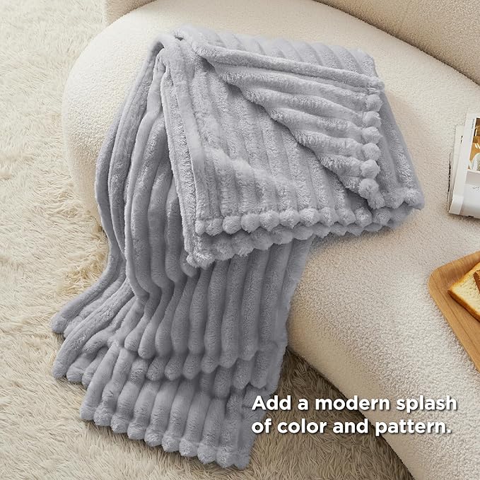 Bedsure GentleSoft Twin Blanket for Couch - Cozy Soft Blankets for Women, Cute Small Fleece Throws for Girls, Light Gray, 60x80 Inches