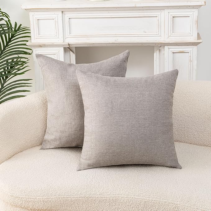 Throw Pillow with Insert 18x18 Inch Set of 2 - Modern Fall Home Decor for Living Room Sofa, Bed - Cute Square Accent Cases - Anthropologie Style Decor (Seagull Gray #P1-17)