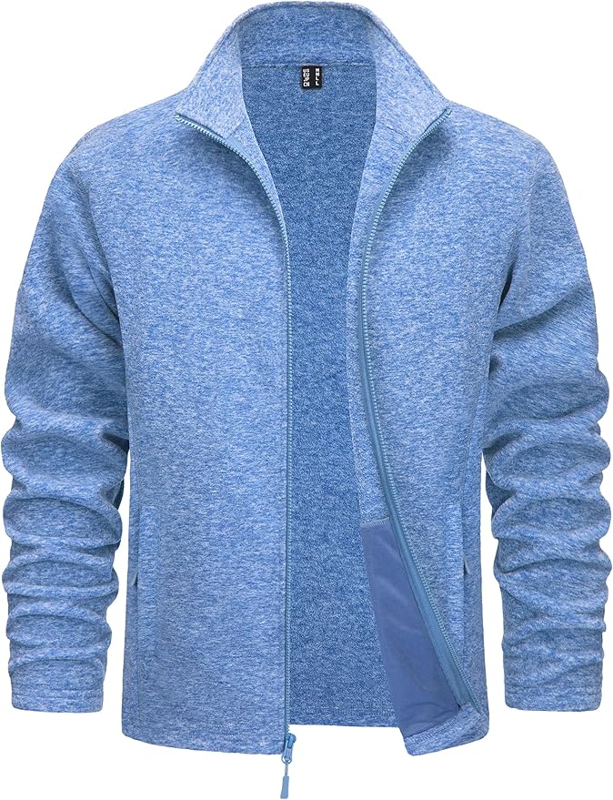 TACVASEN Men's Fleece Jackets Full Zip Lightweight Jacket Casual Soft Warm Coats with Pockets