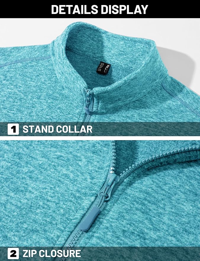 TACVASEN Men's Fleece Jackets Full Zip Lightweight Jacket Casual Soft Warm Coats with Pockets