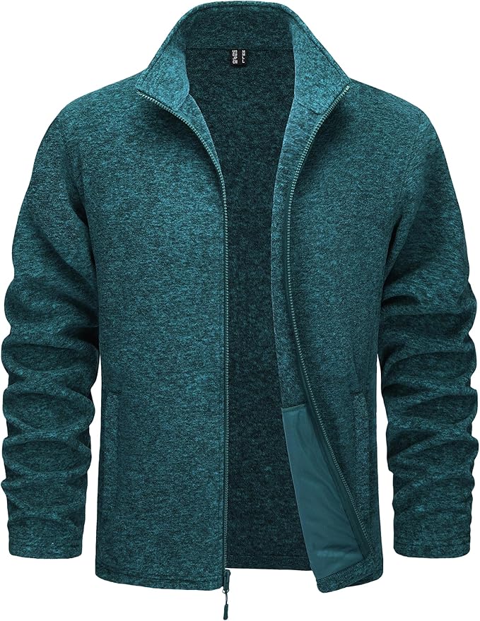 TACVASEN Men's Fleece Jackets Full Zip Lightweight Jacket Casual Soft Warm Coats with Pockets