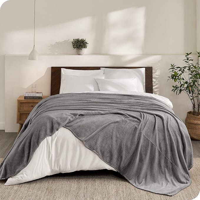 Bare Home Fleece Blanket - Giant Size - Ultra-Soft Lightweight for Bed, Sofa, and Couch - Luxury Microplush - Cozy Warm Blanket (Giant, Gray)