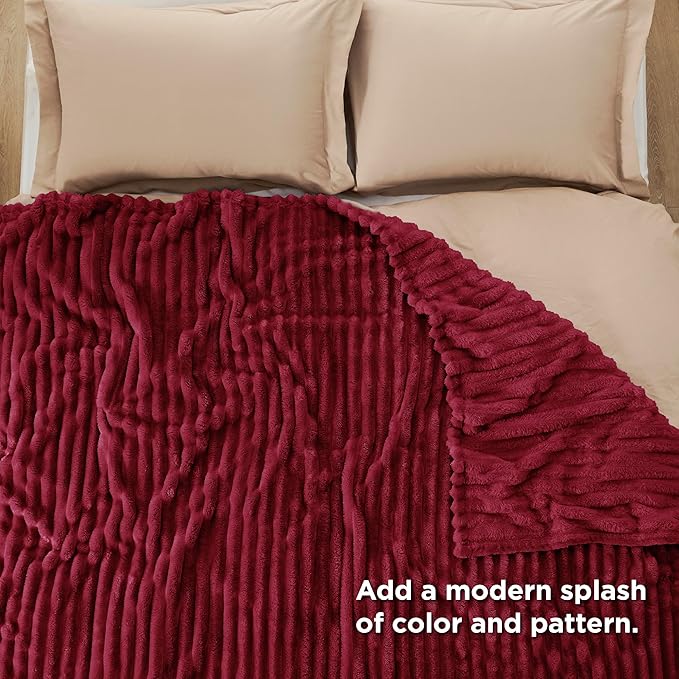 Bedsure GentleSoft Deep Red Blanket for Couch - Cozy Soft Blankets for Women, Cute Small Throws for Girls, 90x90 Inches