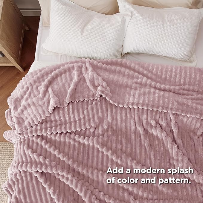 Bedsure GentleSoft Pink Fleece Blanket for Couch - Cozy Soft Blankets for Women, Cute Small Throws for Girls, 90x90 Inches