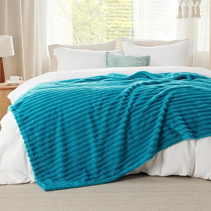 Bedsure GentleSoft Teal Fleece Blanket for Couch - Cozy Soft Blankets for Women, Cute Small Throws for Girls, 90x90 Inches