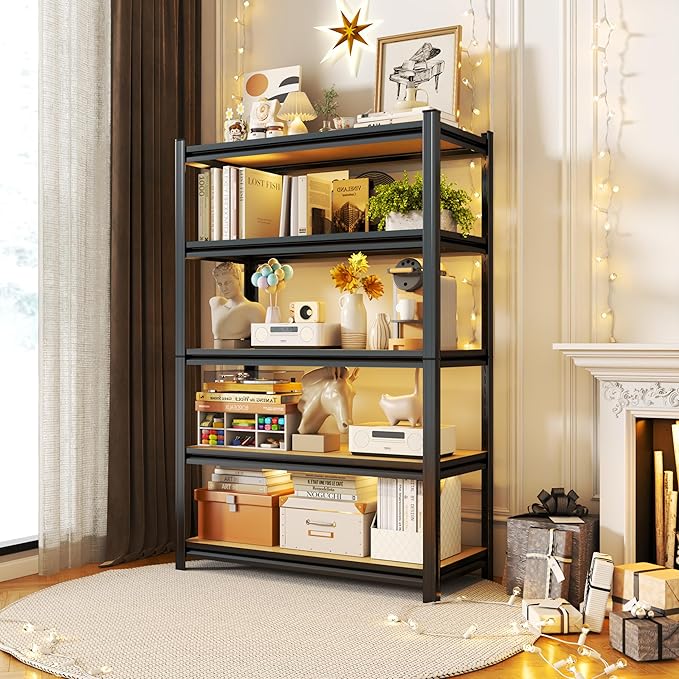 Book Shelf, 5-Tier Heavy Duty Open Bookcase, Freestanding Bookshelf Display Storage Shelves, Tall Bookshelfs For Living Room, Bedroom, Office, Modern Light Brown, 35.4"W*16"D*72"H, Easy Assembly