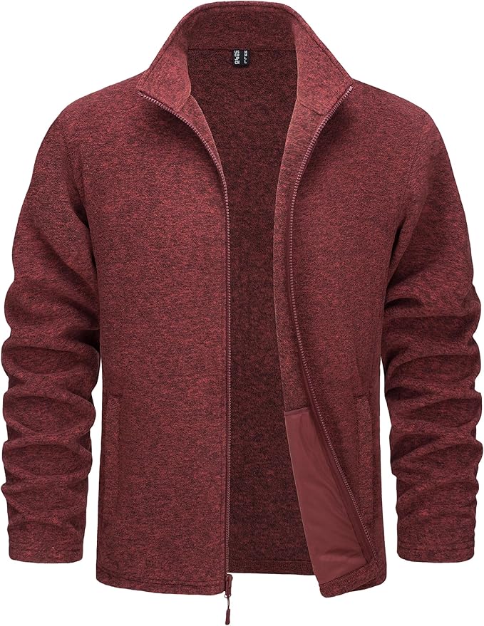 TACVASEN Men's Fleece Jackets Full Zip Lightweight Jacket Casual Soft Warm Coats with Pockets