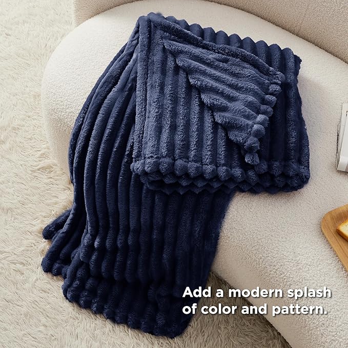 Bedsure GentleSoft Blue Fleece Blanket for Couch - Cozy Soft Blankets for Women, Cute Small Throws for Girls, 50x60 Inches