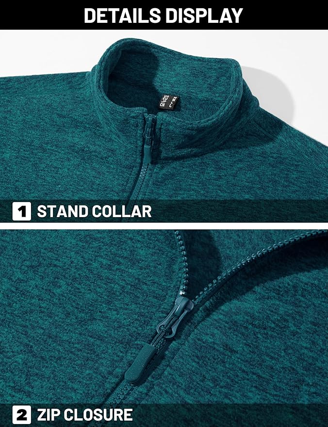 TACVASEN Men's Fleece Jackets Full Zip Lightweight Jacket Casual Soft Warm Coats with Pockets