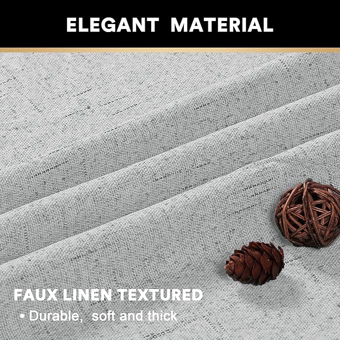 PrinceDeco 100% Blackout Curtains 108 Inches Long 2 Panels Set Burlap Vintage Open Linen Weave Flax Thermal Curtains with White Liner Soundproof Window Treatment Drapes for Nursery, Glacier Grey