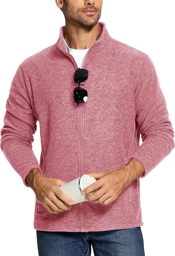 TACVASEN Men's Fleece Jackets Full Zip Lightweight Jacket Casual Soft Warm Coats with Pockets