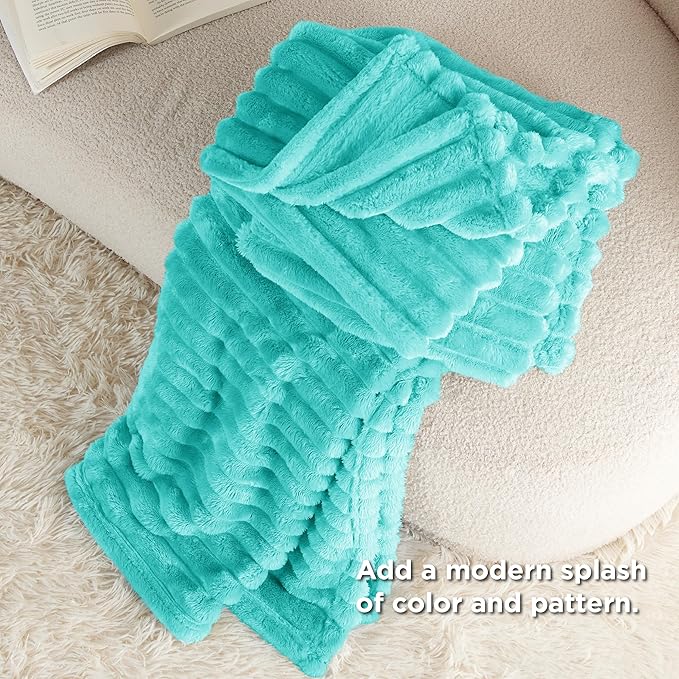 Bedsure GentleSoft Blue Fog Fleece Blanket for Couch - Cozy Soft Blankets for Women, Cute Small Throws for Girls, 50x60 Inches