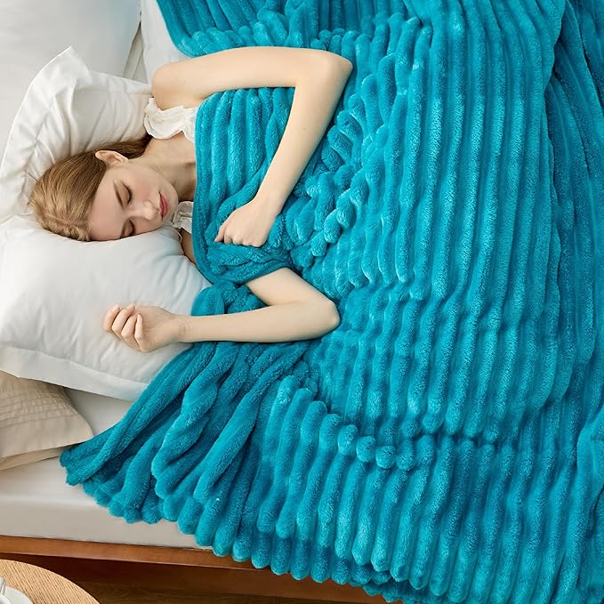 Bedsure GentleSoft Teal Fleece Blanket for Couch - Cozy Soft Blankets for Women, Cute Small Throws for Girls, 108x90 Inches