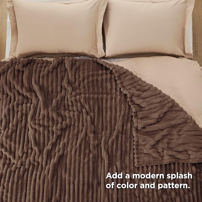 Bedsure GentleSoft Fondue Fudge Fleece Blanket for Couch -Cozy Soft Blankets for Women, Cute Small Throws for Girls, 90x90 Inches