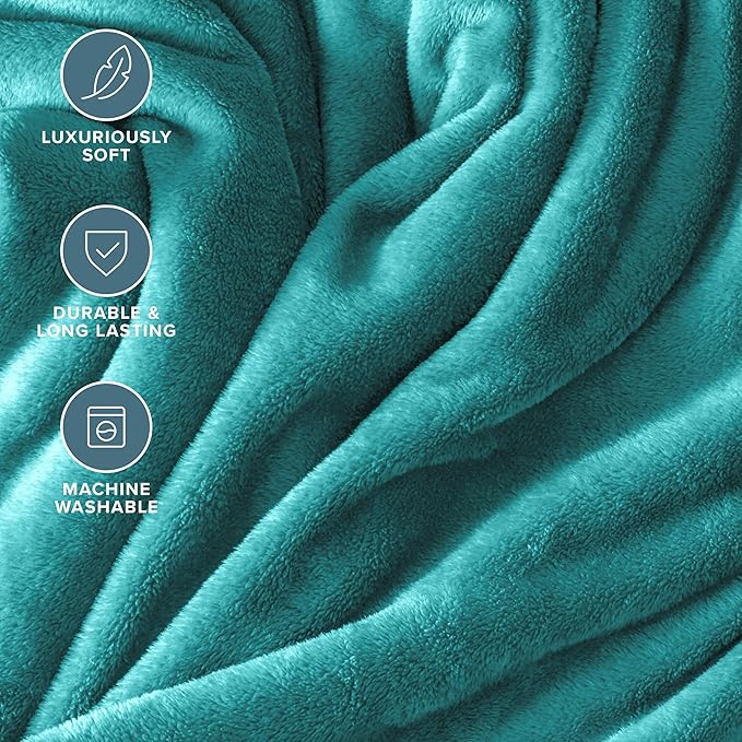 Bare Home Fleece Blanket - Twin/Twin Extra Long - Ultra-Soft Lightweight for Bed, Sofa, and Couch - Luxury Microplush - Cozy Warm Blanket (Twin/Twin XL, Emerald)