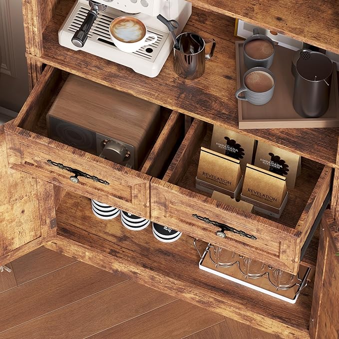 71.4" Tall Bookshelf with Drawers &amp; Cabinet, 5-Tier Floor Standing Bookcase with Storage Doors, Adjustable Shelves &amp; Metal Handles, 31.5" Wide Organizer for Home Office, Living Room