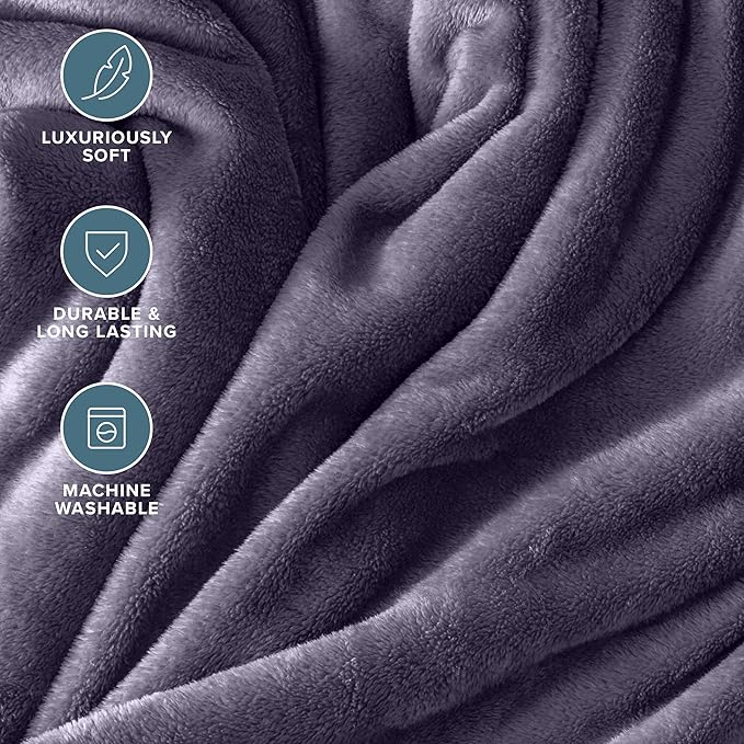 Bare Home Fleece Blanket - Full/Queen - Ultra-Soft Lightweight for Bed, Sofa, and Couch - Luxury Microplush - Cozy Warm Blanket (Full/Queen, Dusty Purple)
