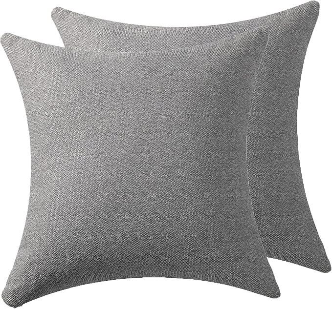 Throw Couch Pillow with Insert 18x18 Inches Set of 2 Square, Cute Modern Home Fall Decor for Living Room Sofa Bed Cushion Accent Case, Anthropologie Style Home Decor (Seagull Gray #P2-12)