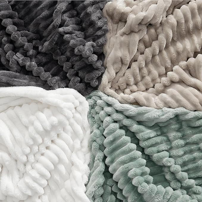 Bedsure GentleSoft Throw Blanket for Couch - Cozy Soft Blankets for Women, Cute Small Fleece Throws for Girls, Linen, 50x70 Inches