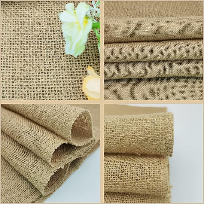 10 Pack 12 x 90 Inch Natural Burlap Table Runners,Rustic Jute Table Runner and Placemats Bulk for Western Wedding Table Decorations,Farmhouse Style Party,Thanksgiving,Kitchen Table Decor