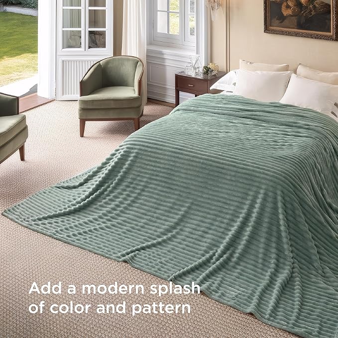 Bedsure GentleSoft Large Fleece Blanket for Bed - Cozy Soft Throw Blankets for Women, Cute Large Throws for Girls, Sage Green, 120x120 Inches