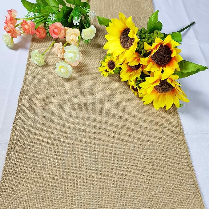 1 Pack 12 inch x 10 Yards Burlap Table Runner, Natural Rustic Jute Table Runners,Burlap Roll for Western Wedding Table Decorations,Farmhouse Style Party,Holiday,Kitchen Coffee Table Decor Cover