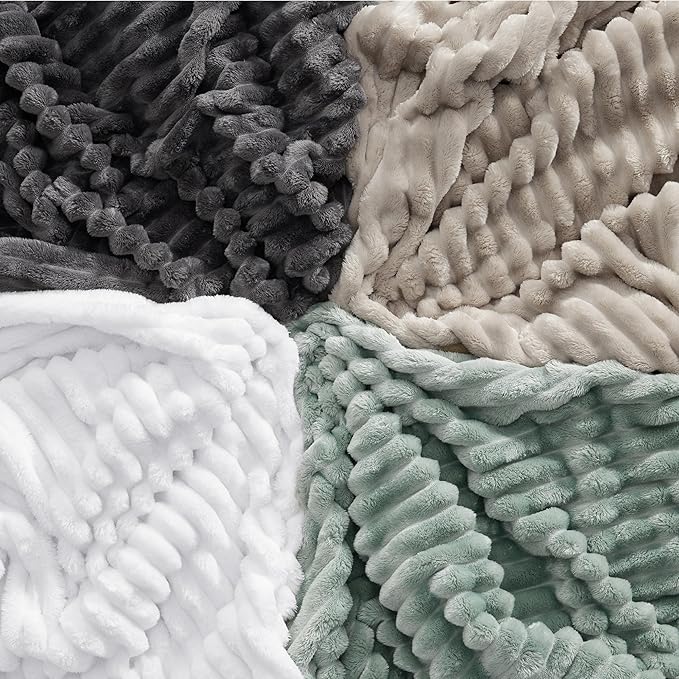 Bedsure GentleSoft Queen Blanket for Couch - Cozy Soft Blankets for Women, Cute Small Fleece Throws for Girls, White, 90x90 Inches