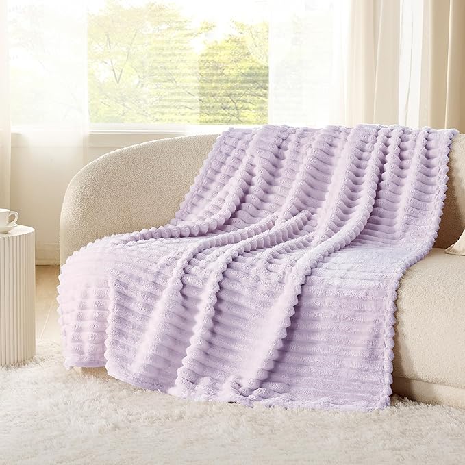 Bedsure GentleSoft Lavender Fog Fleece Blanket for Couch - Cozy Soft Blankets for Women, Cute Small Throws for Girls, 60x80 Inches