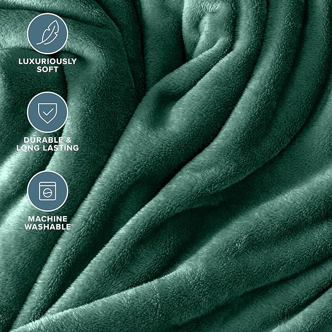Bare Home Fleece Blanket - Twin/Twin Extra Long - Ultra-Soft Lightweight for Bed, Sofa, and Couch - Luxury Microplush - Cozy Warm Blanket (Twin/Twin XL, Forest Green)