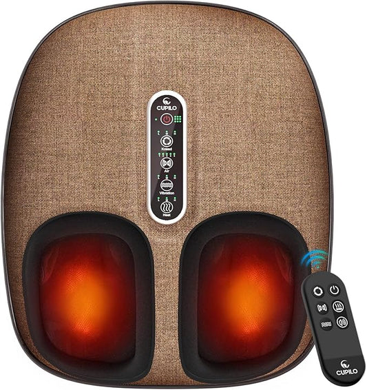 Foot Massager with Heat, FSA Eligible HSA Shiatsu Feet Massager with Remote Control, Multi-Level Compression Knead Foot Massage for Neuropathy & Plantar Fasciitis, Fits Up to 13", Gifts(Brown)