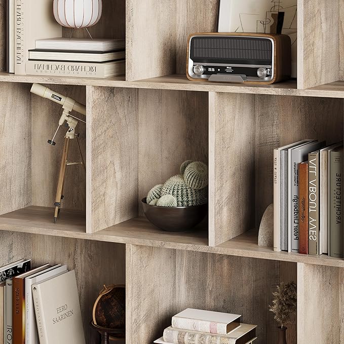 Book Shelf with 10-Cube, 43” Wide Bookshelf with Anti-Tip Device, 38” Tall Open Bookcase, Modern Display Organizer Book Case for Home Office, Entryway, Living Room, Bedroom, Study Room