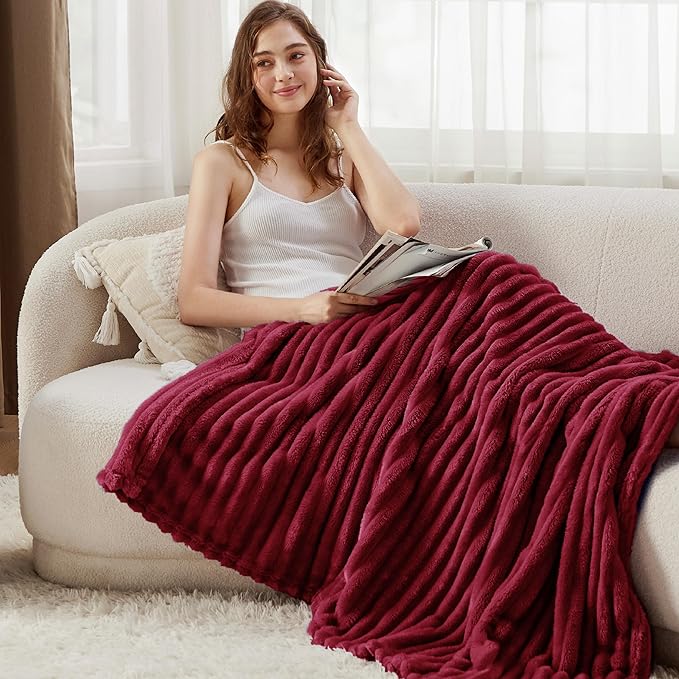 Bedsure GentleSoft Deep Red Twin Blanket for Bed - Cozy Soft Blankets for Women, Cute Large Throws for Girls, 66x90 Inches