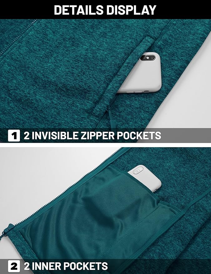 TACVASEN Men's Fleece Jackets Full Zip Lightweight Jacket Casual Soft Warm Coats with Pockets