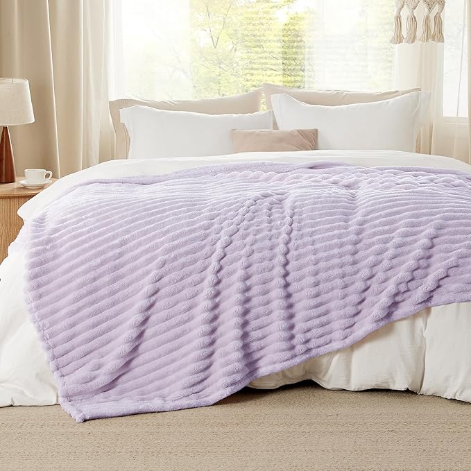 Bedsure GentleSoft Lavender Fog California King Size Blanket for Bed - Cozy Soft Blankets for Women, Cute Small Fleece Throws for Girls, Birthday Gifts for Women, 102x96 Inches