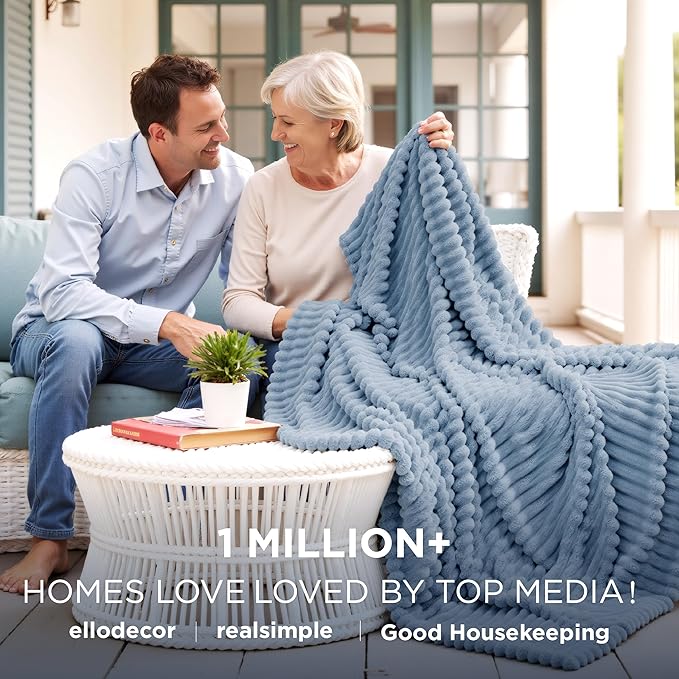 Bedsure GentleSoft Blue California King Size Blanket for Couch - Cozy Soft Blankets for Women, Cute Small Fleece Throws for Girls, Birthday Gifts for Women, Ashley Blue, 102x96 Inches