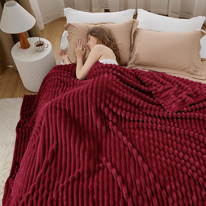 Bedsure GentleSoft Deep Red Fleece Blanket for Couch - Cozy Soft Blankets for Women, Cute Small Throws for Girls, 108x90 Inches