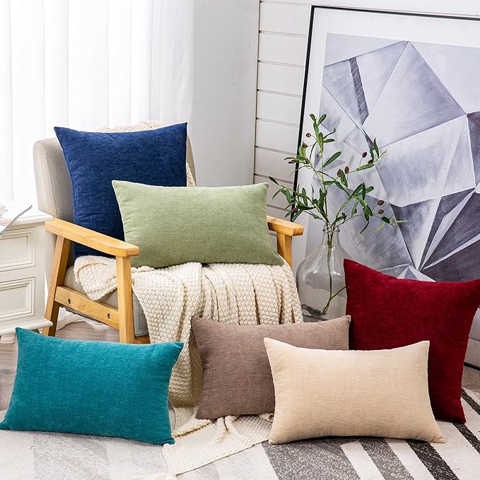 GAWAMAY Decorative Square Throw Pillow Covers 22"x22" Inch Set of 2, Super Soft Chenille Pillows Farmhouse Fall Pillowcase for Living Room Bedroom Sofa Couch Cushion Cover Navy Blue 55x55cm