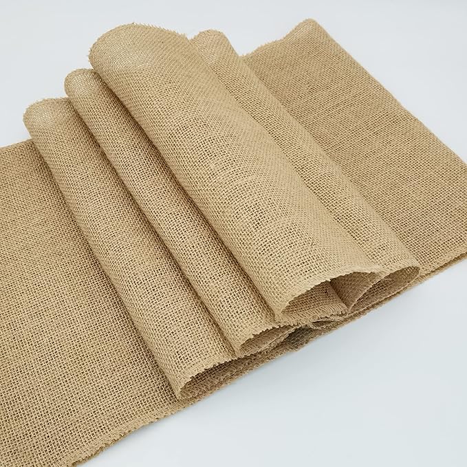 10 Pack 12 x 90 Inch Natural Burlap Table Runners,Rustic Jute Table Runner and Placemats Bulk for Western Wedding Table Decorations,Farmhouse Style Party,Thanksgiving,Kitchen Table Decor