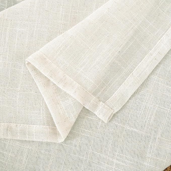LAMIT Cream Linen Semi Sheer Curtains 45 Inch for Windows, Light Filtering Neutral Bedroom Curtains Farmhouse Boho Back Tab and Rod Pocket Decor Panels, 2 Panels, 52 x 45 Inch
